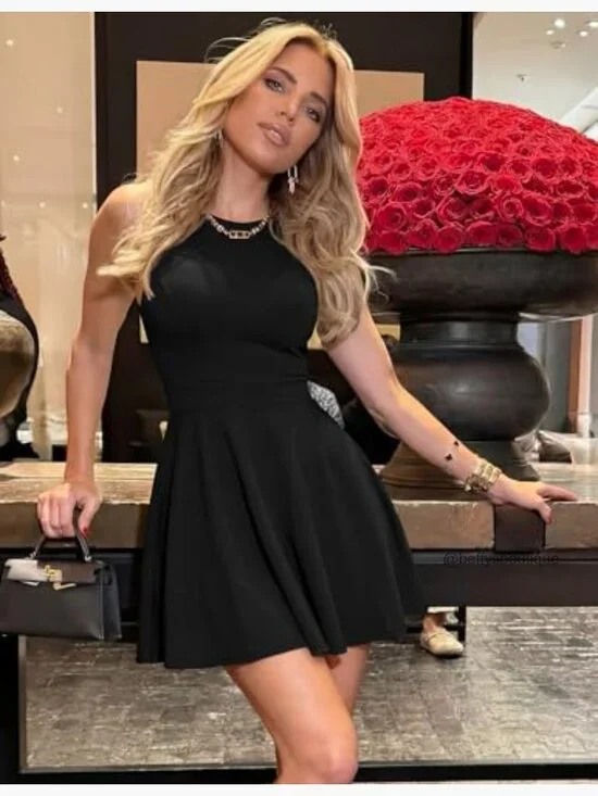 Sleeveless Mini Dress A-Line Cocktail Party Wedding Guest Elegant - Picture 2 of 7